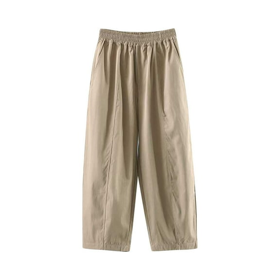 Maean Womens Casual Pants Cotton Capri Pants Loose Elastic Waist Ankle Cropped Trouser with Pockets