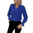 thumbnail image 1 of Maean Womens Dressy Blouse V Neck Business Office Tops Ruffle Long Sleeve Work Tunic Shirts Outfits, 1 of 8