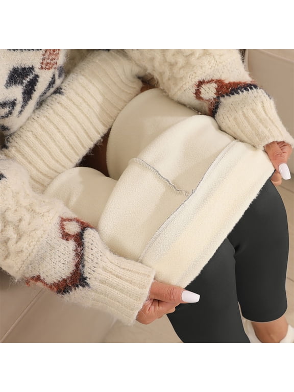 Womens Fleece Lined Leggings Fall Winter Warm Layered Bottoms Stretchy Comfy Tight Pants