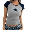 thumbnail image 1 of Maean Womens Independence Day Shirts Star Graphic Short Sleeve Crop Tops Summer Going out Tshirts 2025, 1 of 6