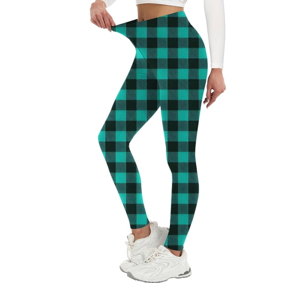 Maean Womens Legging Plaid Fashion Slim Leg High Waist Stretchy Workout Running Yoga Tight Pants