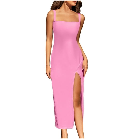 Maean Womens Maxi Split Dress Spaghetti Strap Sleeveless Flowy A Line Wedding Party Dresses S-3XL