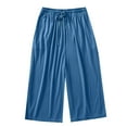 thumbnail image 1 of Maean Womens Pajamas Pant Wide Leg Palazzo Lounge Capris Elastic Waist Drawstring Sleepwear Cropped Pants, 1 of 5