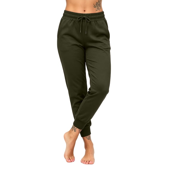 Maean Womens Pants Elastic Waist Drawstring Cropped Joggers with Pockets Loose Casual Running Pant