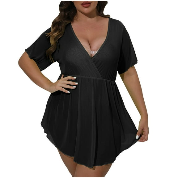 Maean Womens Plus Size Cover up Dress Mesh Short Sleeve Swimwear Summer Dresses Beach Bikini Coverups