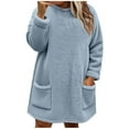 thumbnail image 1 of Maean Womens Plus Size Fleece Tops Fuzzy Loungewear Loose Round Neck Pullover Winter Warm Clothes, 1 of 3