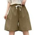 thumbnail image 1 of Maean Womens Plus Size Shorts Cotton Wide Leg Loose Elastic Waist Drawstring Summer Short Pant with Pockets, 1 of 5