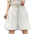 thumbnail image 1 of Maean Womens Plus Size Shorts Cotton Wide Leg Loose Elastic Waist Drawstring Summer Short Pant with Pockets, 1 of 5