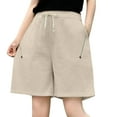 thumbnail image 1 of Maean Womens Plus Size Shorts Cotton Wide Leg Loose Elastic Waist Drawstring Summer Short Pant with Pockets, 1 of 5