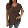 thumbnail image 1 of Maean Womens Plus Size T Shirts V Neck Short Sleeve Basic Loose Tees Knit Summer Tunic Tops XL-5XL, 1 of 7