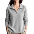 thumbnail image 1 of Maean Womens Quarter Zip Sweater V Neck Collared Long Sleeve Knit Sweaters Casual Loose Pullover Tops, 1 of 7