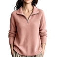 thumbnail image 1 of Maean Womens Quarter Zip Sweater V Neck Collared Long Sleeve Knit Sweaters Casual Loose Pullover Tops, 1 of 5