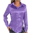 thumbnail image 1 of Maean Womens Satin Silky Tops Button down Collared Dressy Tunic Tops Work Office Business Shirts, 1 of 5