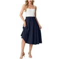 thumbnail image 1 of Maean Womens Skirts High Elastic Waist Flowy Summer Midi Skirt Causal A Lined Clothes with Pockets, 1 of 7