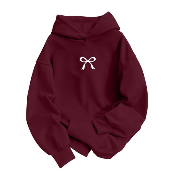 Maean Womens Sweatshirt Bow Printed Cute Pullover Long Sleeve Lightweight Loose Hoodies Sweatshirts with Pockets