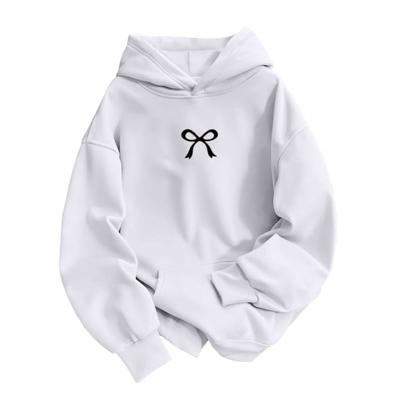 Maean Womens Sweatshirt Bow Printed Cute Pullover Long Sleeve Lightweight Loose Hoodies Sweatshirts with Pockets