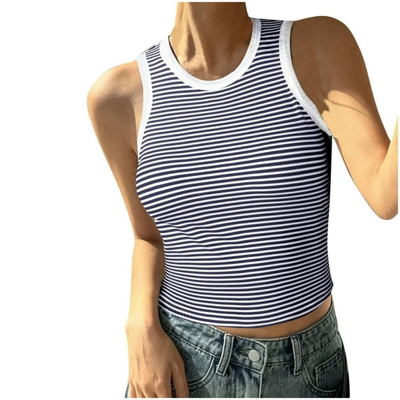 Maean Womens Tank Tops High Neck Sleeveless Ribbed Crop Tanks Casual Basic Strapy Slim Racerback Shirts