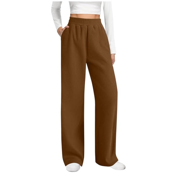 Maean Womens Wide Leg Corduroy Pants Casual Elastic High Waist Trousers Loose Lounge Comfy Sweatpants with Pockets