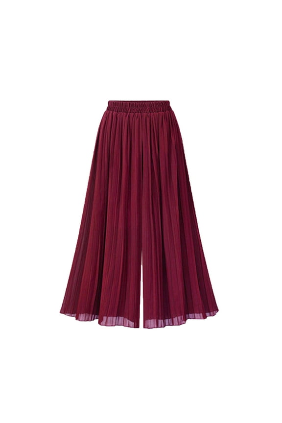 Womens Wide Leg Pants Chiffon Palazzo Dressy Causal Trousers High Waist Flowy Beach Pant