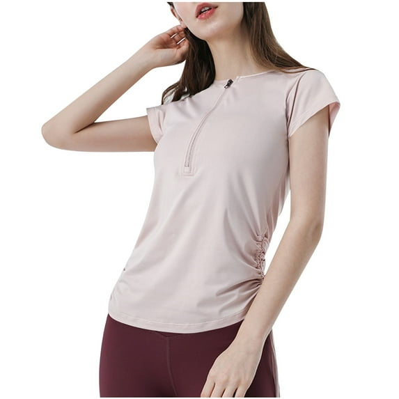 Maean Womens Workout Tops Short Sleeve Quarter Zip Slim Athletic Shirts Gym Running Yoga Tshirts