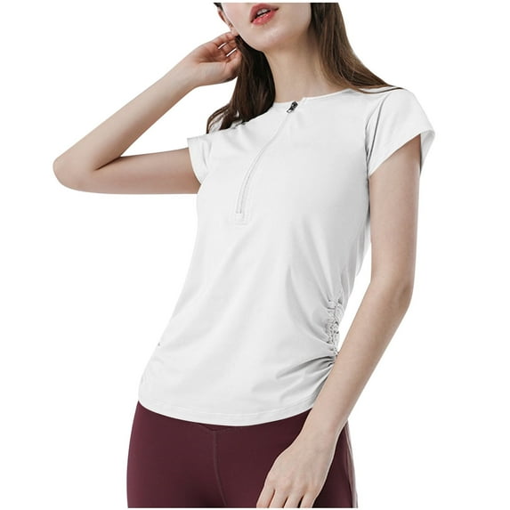 Maean Womens Workout Tops Short Sleeve Quarter Zip Slim Athletic Shirts Gym Running Yoga Tshirts