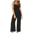 thumbnail image 1 of Maean Work Jumpsuit for Women Straight Wide Leg Spaghetti Strap Adjustable Back Zipper Long Pants Rompers, 1 of 4