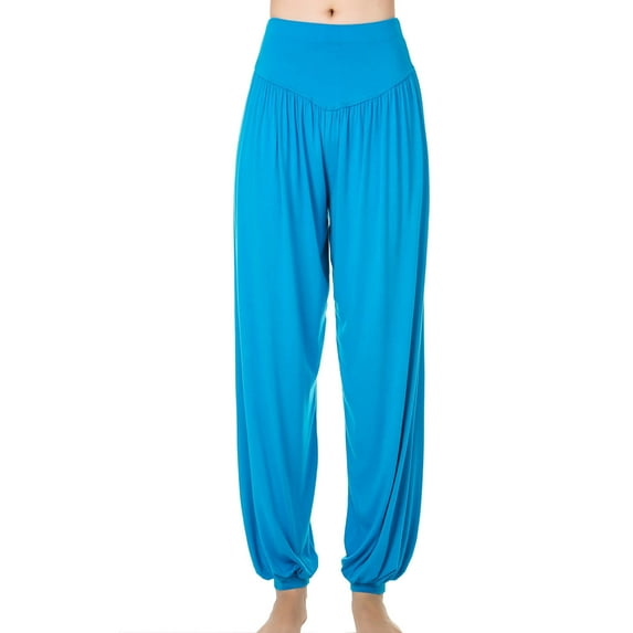Maean Yoga Pants for Women Loose Elastic Waist Wide Leg Casual Sport Running Solid Color Lantern Trousers