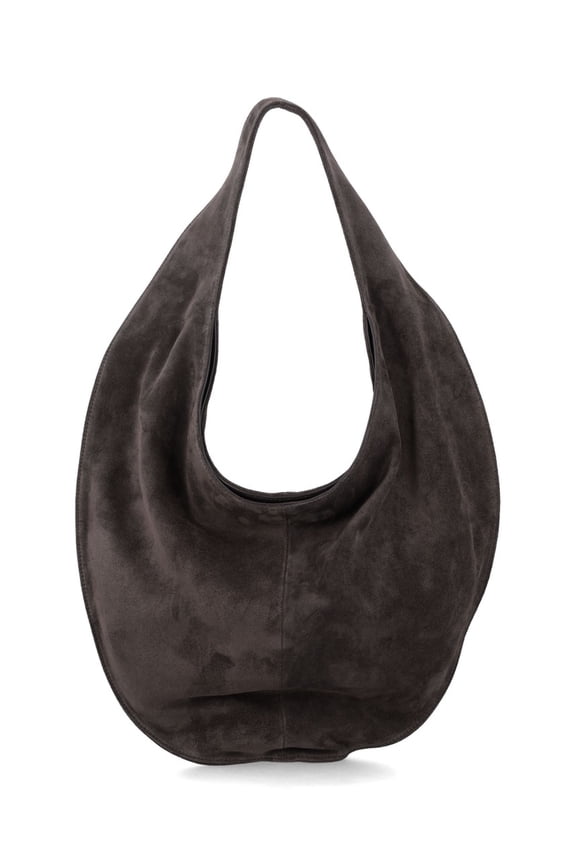 Women's Rounded Suede Nappa Tote Bag Brown