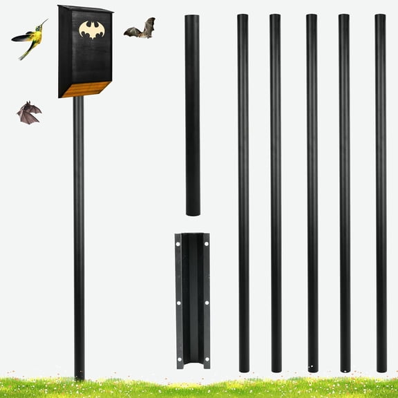 Maeklon 15' Telescoping Bird House Pole, Durable Bat House Pole with Ground Socket, Heavy Duty Outdoor Telescoping Bird Pole for Bat Houses, Purple Martin Houses and Wildlife Nesting