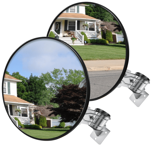 Maeklon 2 PCS 30" Convex Traffic Mirror, Curved Safety Traffic Road Driveway Mirror for Outdoor and Indoor, Driveway Security Mirrors for Garage, Retail Stores, Warehouses