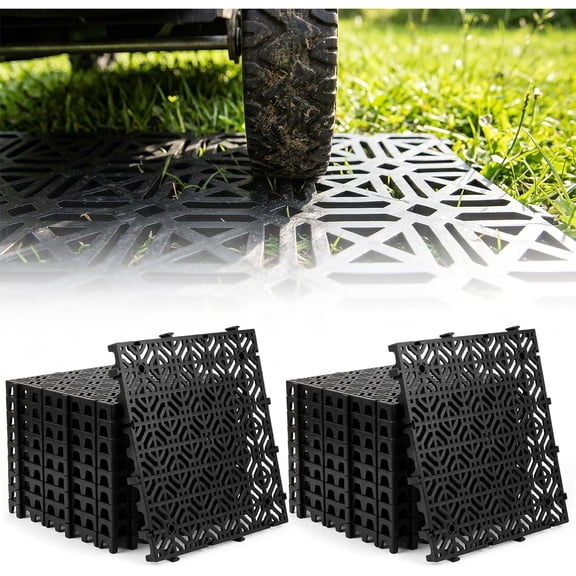 Maeklon 20pack Drainage Floor Tiles, 15.7 x 15.7 in Interlocking Grid | Black 1.18 in Thick Drainage Pavers, Ground Protection Mats for Lawn, Gravel, Parking, Paths and Outdoor Event Flooring