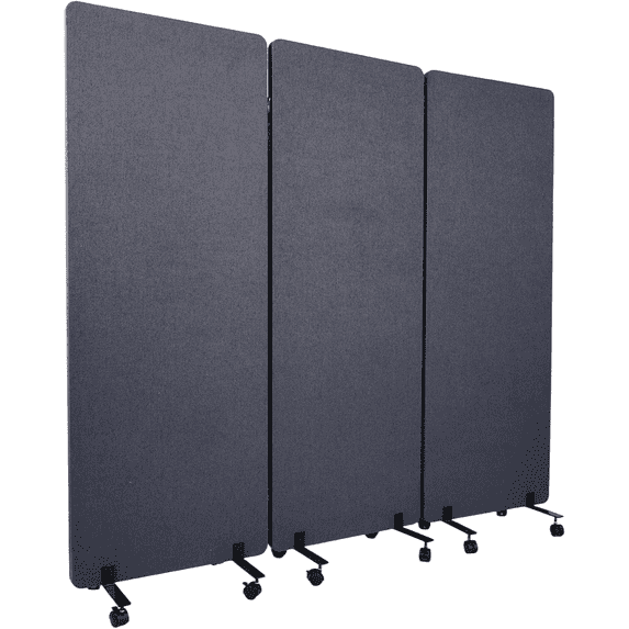 Maeklon 24 "x 66" Freestanding Acoustic Room Divider, 3 Panel PET Polyester Soundproof Room Screen with Wheels, Portable Partition Divider for Office, Reception Room, School, Hospital