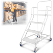 Maeklon 4-Step Rolling Stairs with Wheels,445 LBs Capacity Rolling Platform Ladder,4-Step Ladder with Stair Edge Protector, Heavy Duty Rolling Steps for Industrial & Warehouse
