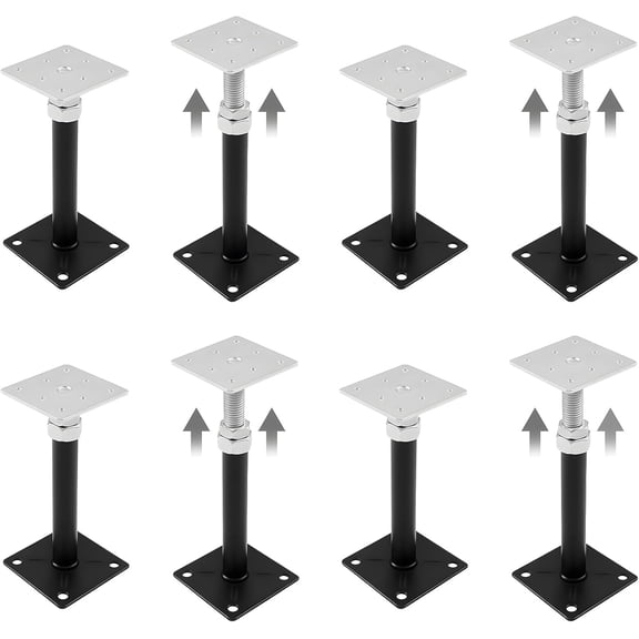 Maeklon 8 PCS Adjustable Floor Jacks for Leveling, 5" - 8" Heavy Duty Metal Post Floor Support, Load Capacity 5600 Lbs Level Support Floor Straightener for Balcony Courtyard