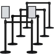 Maeklon 8 Pcs Crowd Control Stanchions Set, Stanchion Post Sign Holders with 8.2 Retractable Belt, Easy Connect Assembly Control Barrier Barriers Line for Theaters, Parties, Exhibitions, Black