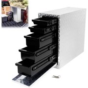 Maeklon Truck Bed Tool Box with 5-Drawer Slides, Heavy Wall Aluminum Truck Bed Tool Box, Lockable Tool Chest Storage for Pickup, Jobsite and Side Trucks, Silver