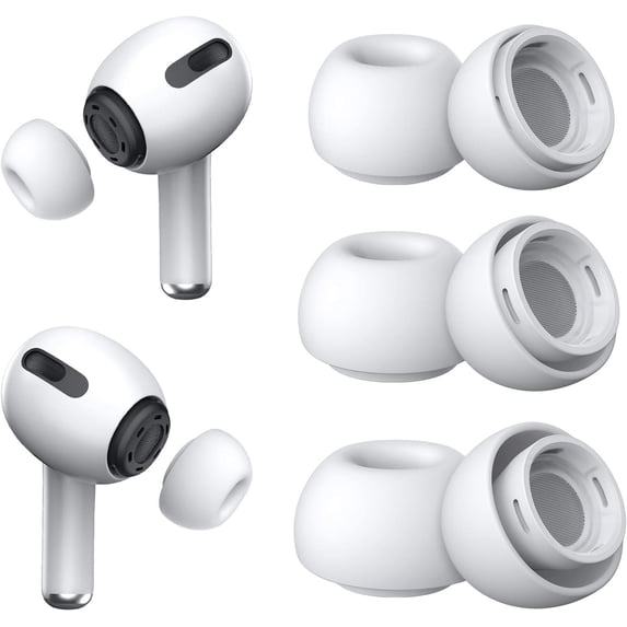Maeline Earbud Tips Replacement Apple AirPods Pro, White, 3 Count