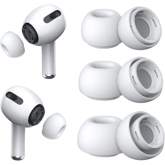 Maeline Earbud Tips Replacement Apple AirPods Pro, White, 3 Count