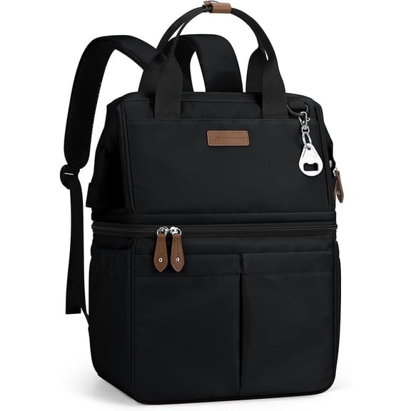 Maelstrom Cooler Backpack, 36 Cans Insulated Backpack Cooler, Soft Leakproof Double Deck Cooler Bag, Lightweight Lunch Backpack for Men & Women,Perfect for Beach Travel, Camping & Work-Black