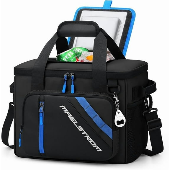 Maelstrom Cooler Bag, 30 Cans Beach Cooler, Large Leakproof Insulated Soft Cooler with Bottle Opener, Ice Chest, Portable Collapsible Cooler for Travel, Camping, Shopping