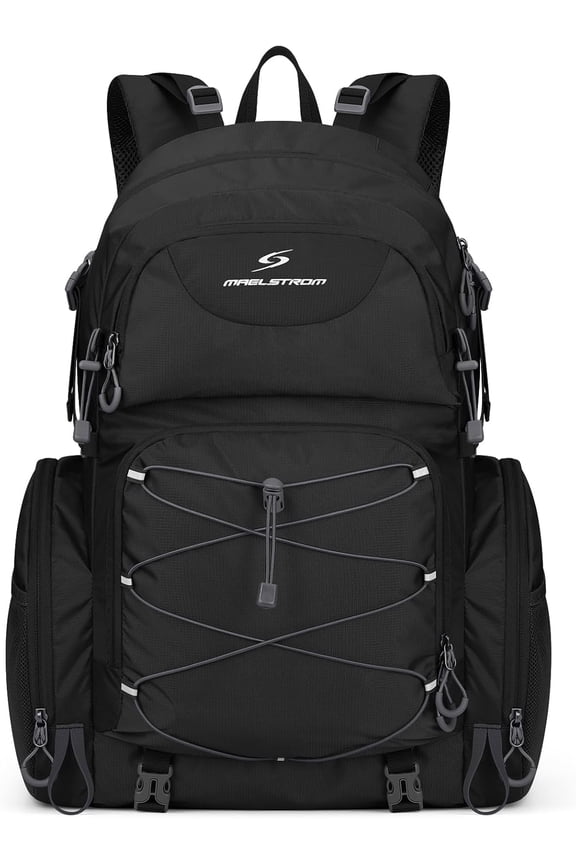 Hiking Backpack, 40L Waterproof Camping Daypack for Men and Women, Lightweight Travel Pack with Rain Cover-Black