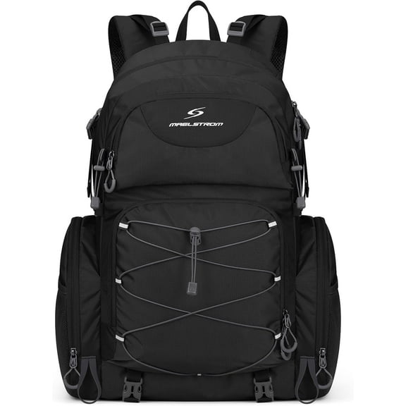Maelstrom Hiking Backpack, 40L Waterproof Camping Daypack for Men and Women, Lightweight Travel Pack with Rain Cover-Black