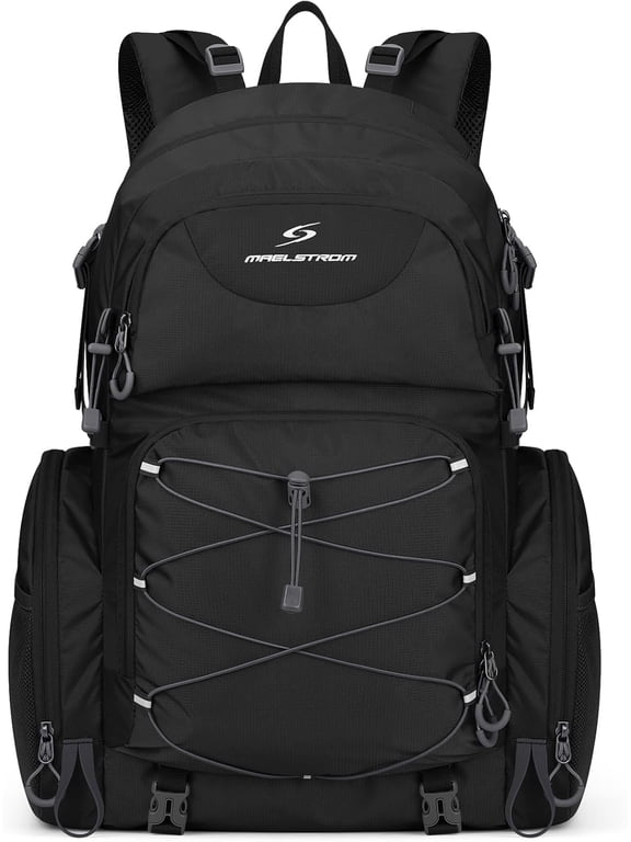 Hiking Backpack, 40L Waterproof Camping Daypack for Men and Women, Lightweight Travel Pack with Rain Cover-Black