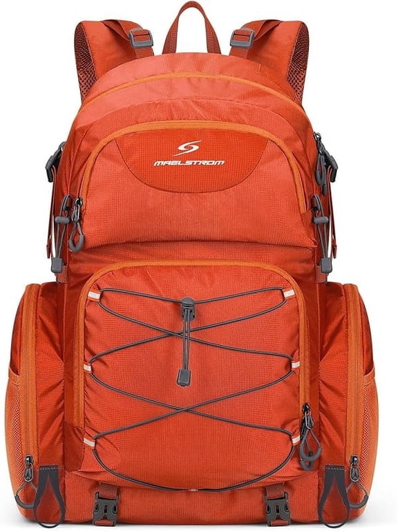 Hiking Backpack, 40L Waterproof Camping Daypack for Men and Women, Lightweight Travel Pack with Rain Cover-Orange