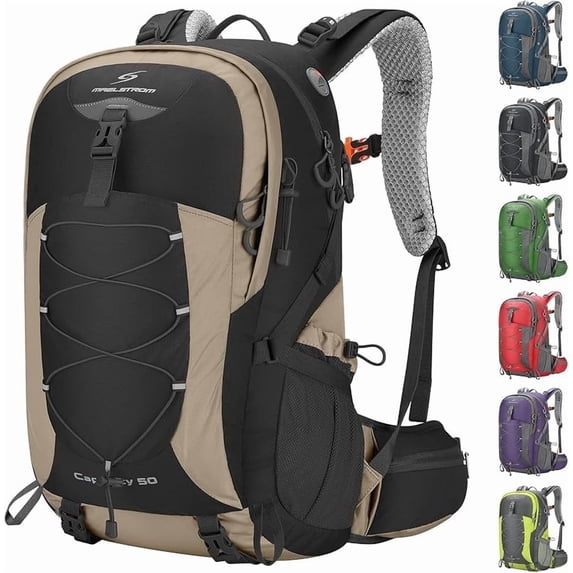 Maelstrom Hiking Backpack,Camping Backpack,40L/50L Waterproof Hiking Daypack with Rain Cover,Lightweight Travel Backpack,Grey