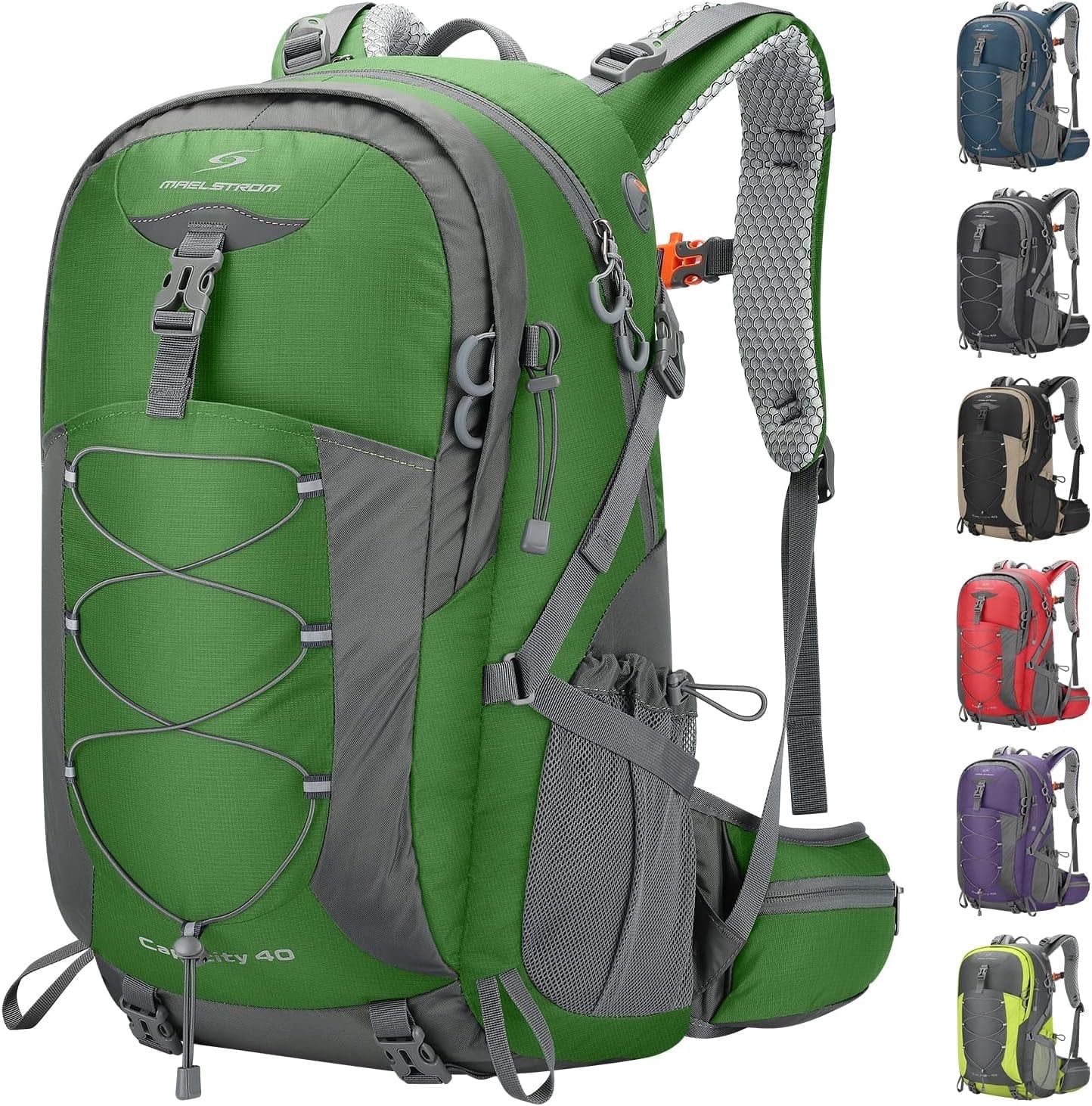 Maelstrom Hiking Backpack,Camping Backpack,40L Waterproof Hiking Daypack with Rain Cover,Lightweight Travel Backpack,Grey Maelstrom Hiking Backpack,Camping Backpack,40L Waterproof Hiking Daypack with Rain Cover,Lightweight Travel Backpack,Grey