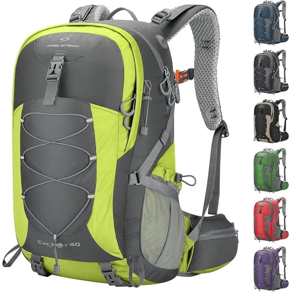 Maelstrom Hiking Backpack,Camping Backpack,40L Waterproof Hiking Daypack with Rain Cover,Lightweight Travel Backpack,Grey