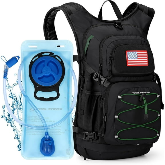 Maelstrom Hydration Backpack, Hiking Backpack with 2L/3L Water Bladder, High Flow Bite Valve Water Backpack Lightweight