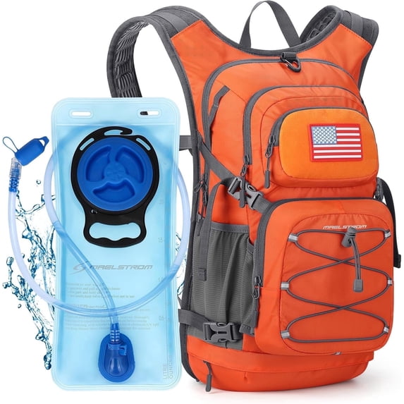 Maelstrom Hydration Backpack, Hiking Backpack with 2L/3L Water Bladder, High Flow Bite Valve Water Backpack Lightweight