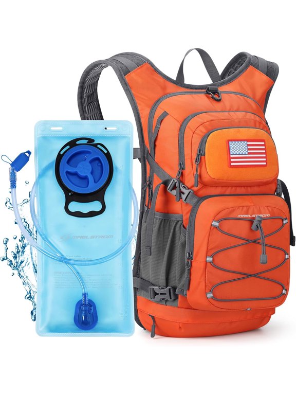 Hydration Backpack, Hiking Backpack with 2L/3L Water Bladder, High Flow Bite Valve Water Backpack Lightweight